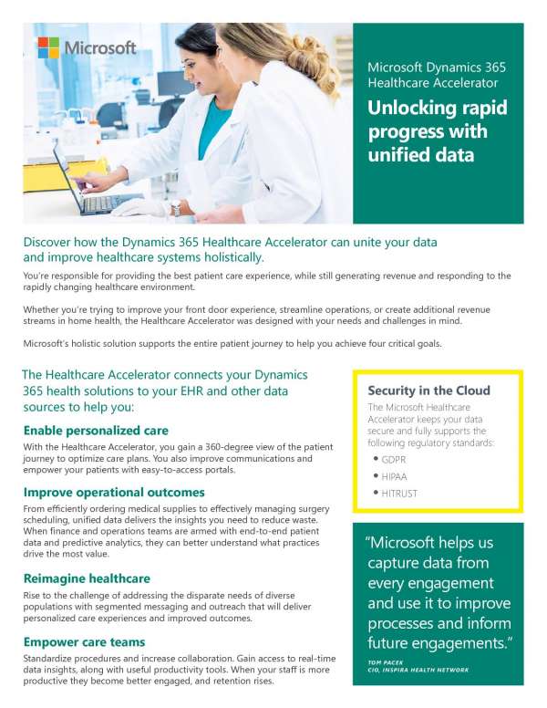 Microsoft Dynamics 365 Healthcare Accelerator Unlocking rapid progress